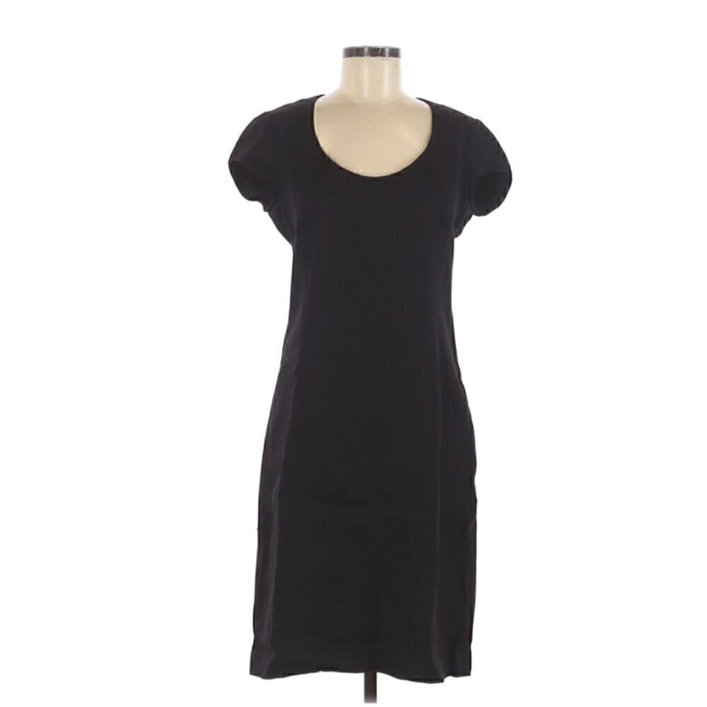 Ralph Lauren Purple Label Dress 8 Linen Cap Sleeves Casual Luxury Black